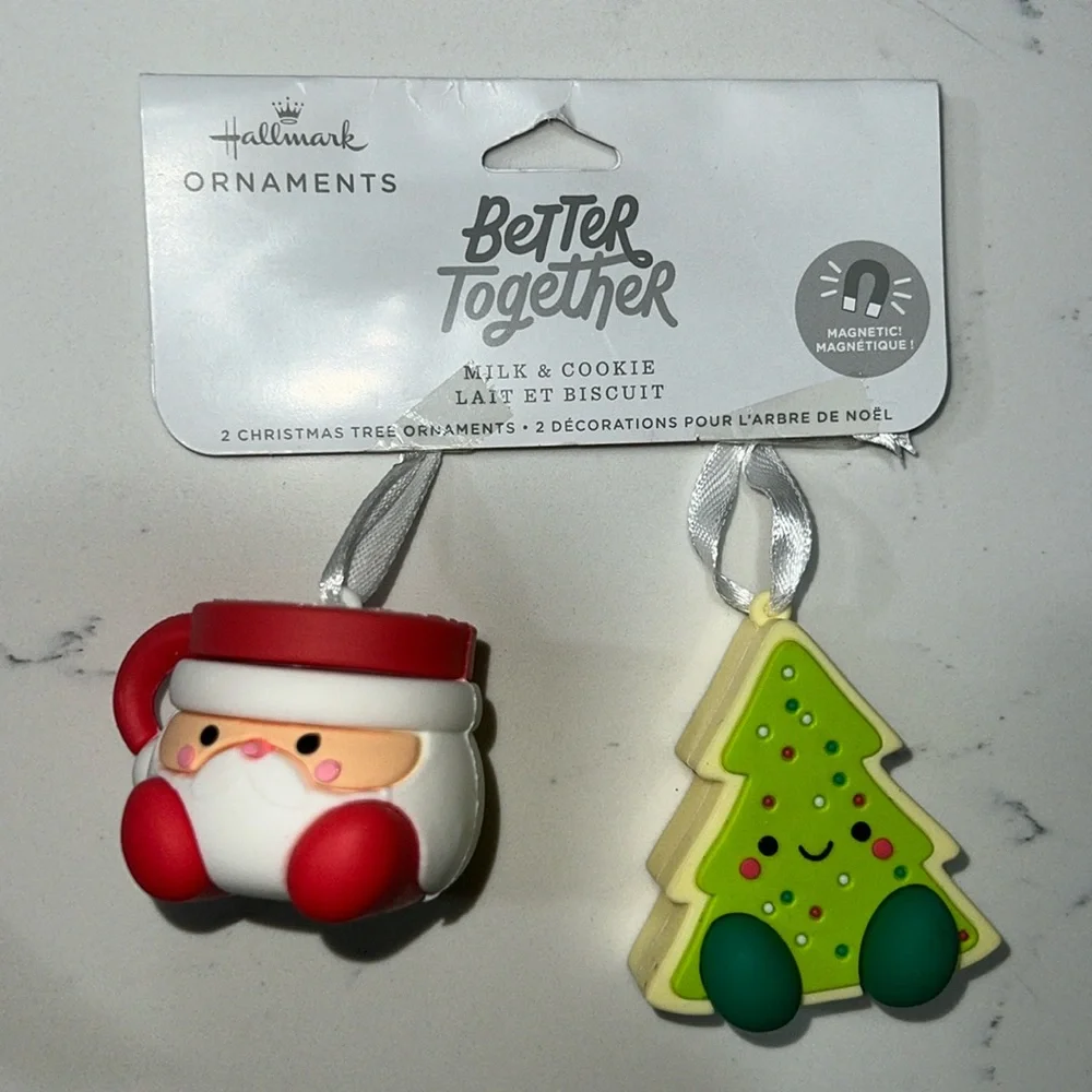 Hallmark Better Together Milk & Cookie, Santa & Tree Christmas Ornaments